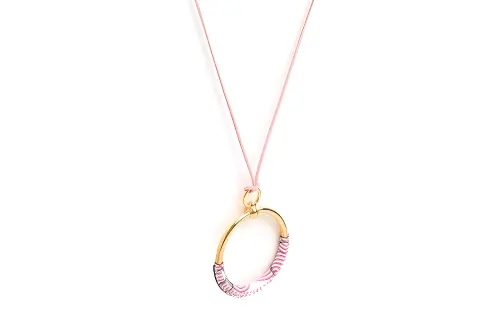 HERMES Swift Calfskin, Metal, Gold Plated Necklaces Women's Pink