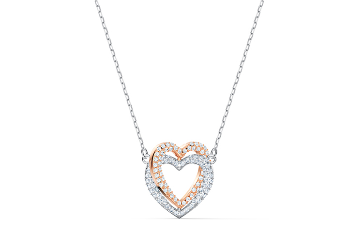 Swarovski Series SWA INFINITY Double Heart Love Necklace for Women #