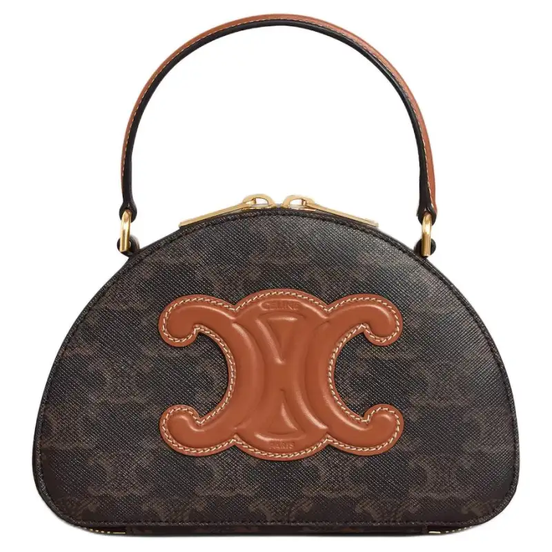 CELINE Triumph Arch Cow Leather Handbag Women's Tawny
