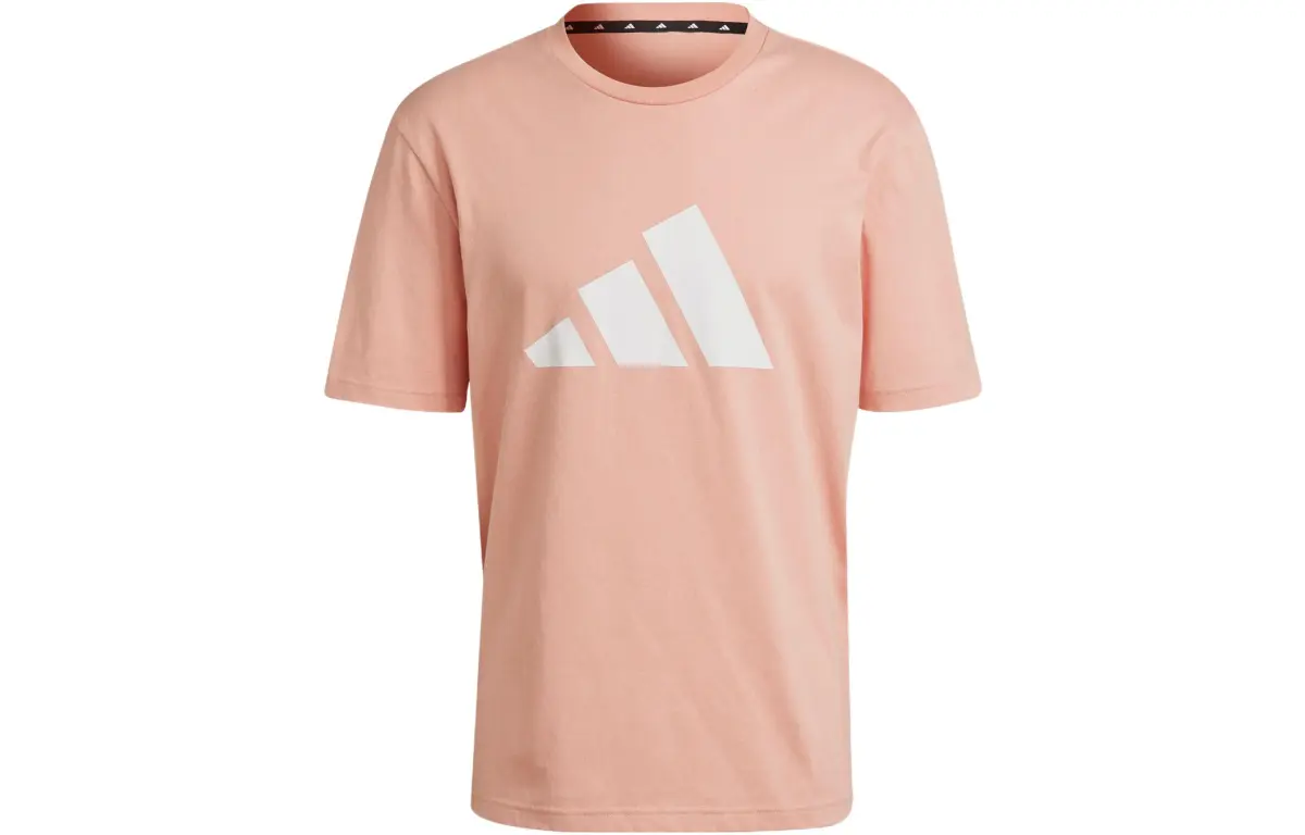 Adidas T-Shirts Men's Pink Crew Neck Moderate Straight Fit