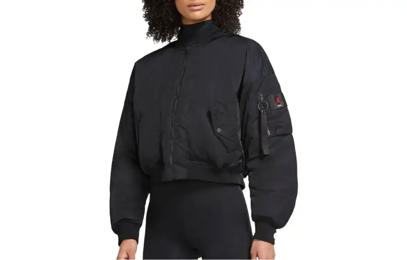 Jordan Jackets Women's Black Stand Collar Moderate Pilot