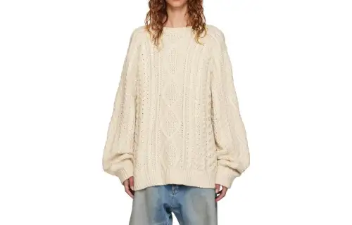 Fear Of God Essentials Knitwear Women's Eggshell White Crew Neck Moderate Base Layer