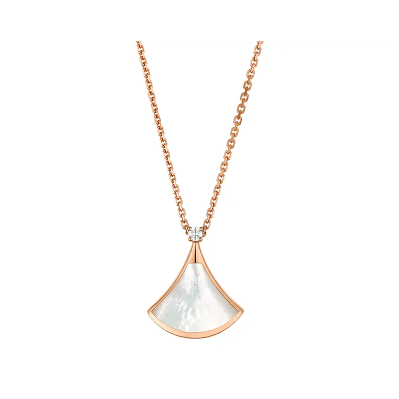 BVLGARI Bvlgari, diamond golden necklace pearl for men and women, 18 carat, pink gold, for beloved