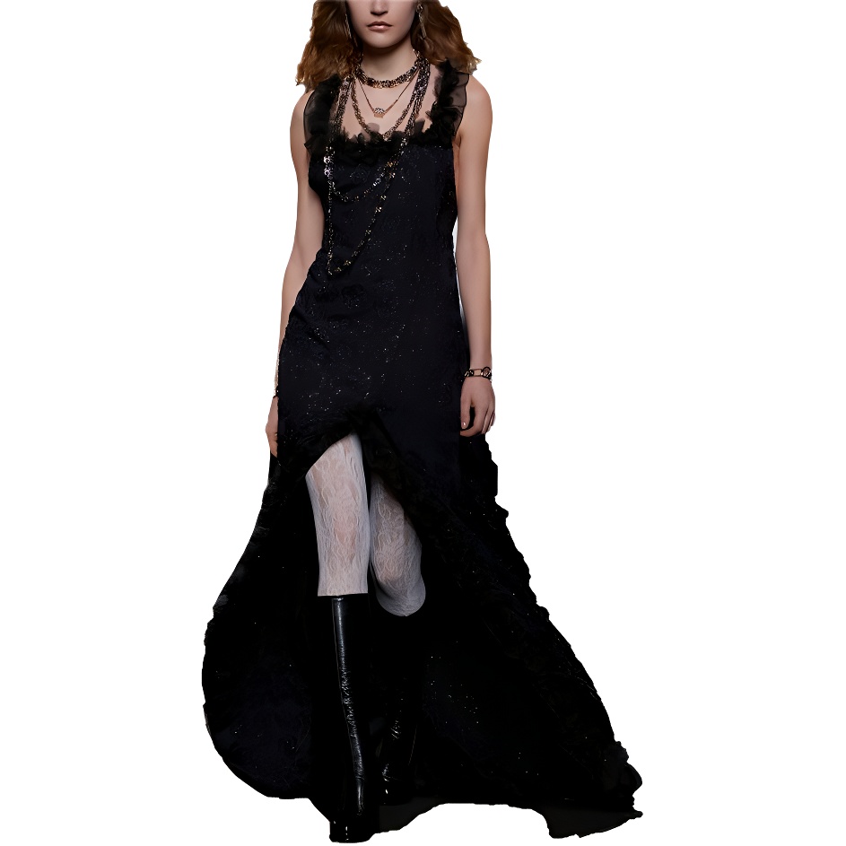 CHANEL 23 Fall Winter Sleeveless Dress Women's Black