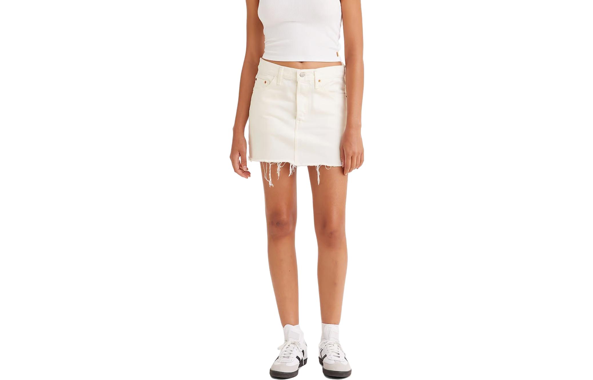 Levi’s solid color fringed short denim skirt for women