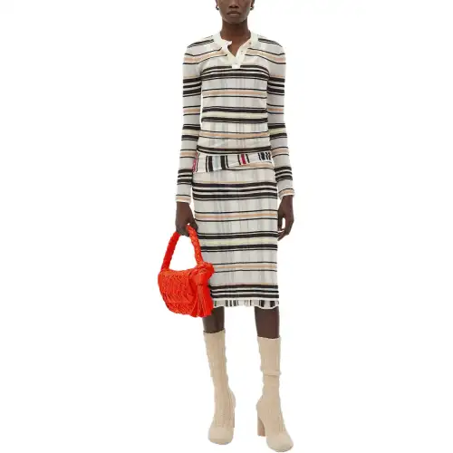Bottega Veneta Stripe Detailed Midi Skirt