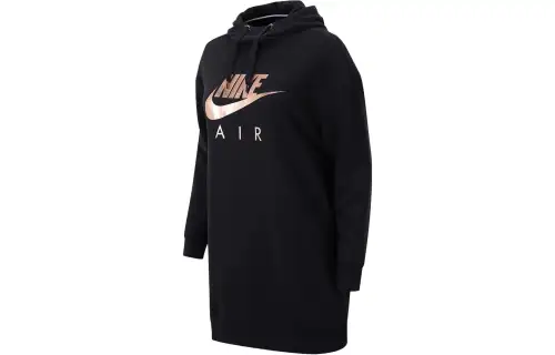 Nike SS21 Hooded Long Fleece Lined Casual Athletic Pullover Sweatshirt Women's Black