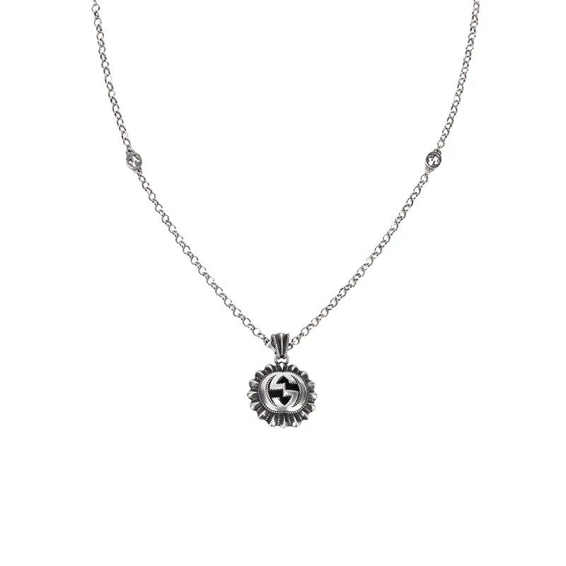GUCCI Sterling Silver Interlocking G Pendant Necklace