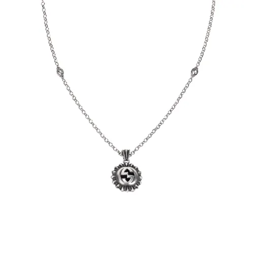GUCCI Sterling Silver Interlocking G Pendant Necklace