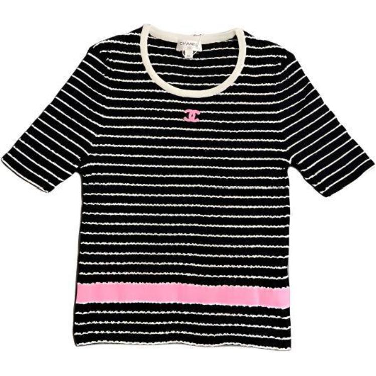 CHANEL T Shirts Women's Black Crew Neck Moderate Other