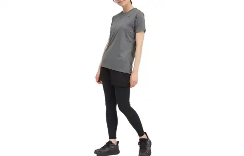 ASICS T Shirts Women's Gray Crew Neck Moderate Straight Fit