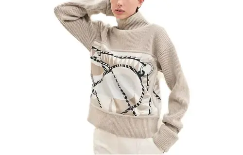 HERMES Sweaters Women's White Turtleneck Moderate Other