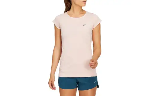 ASICS T Shirts Women's Pink Crew Neck Moderate Other