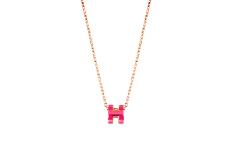 HERMES POP H Necklaces Women's Chain Rose Gold