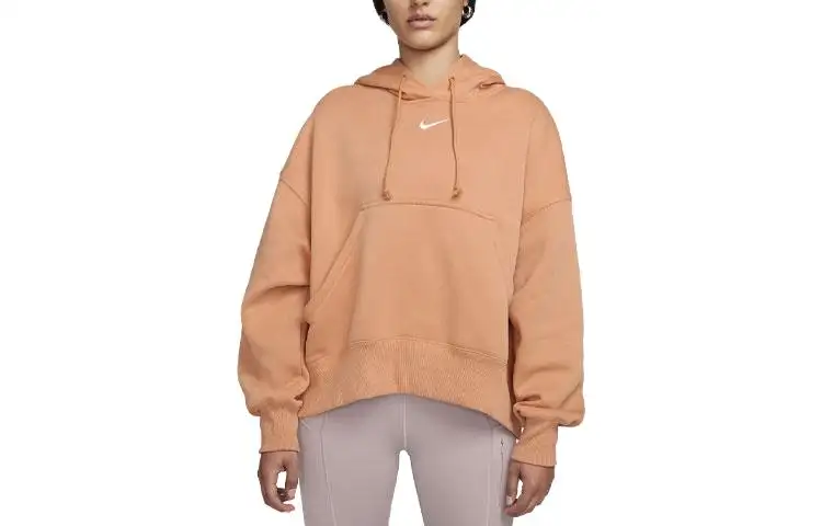 Nike Sweatshirts Women's Amber Brown Hooded Moderate Regular
