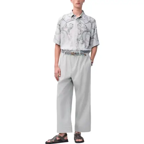 HERMES SS25 Casual Pants Men's Gray White