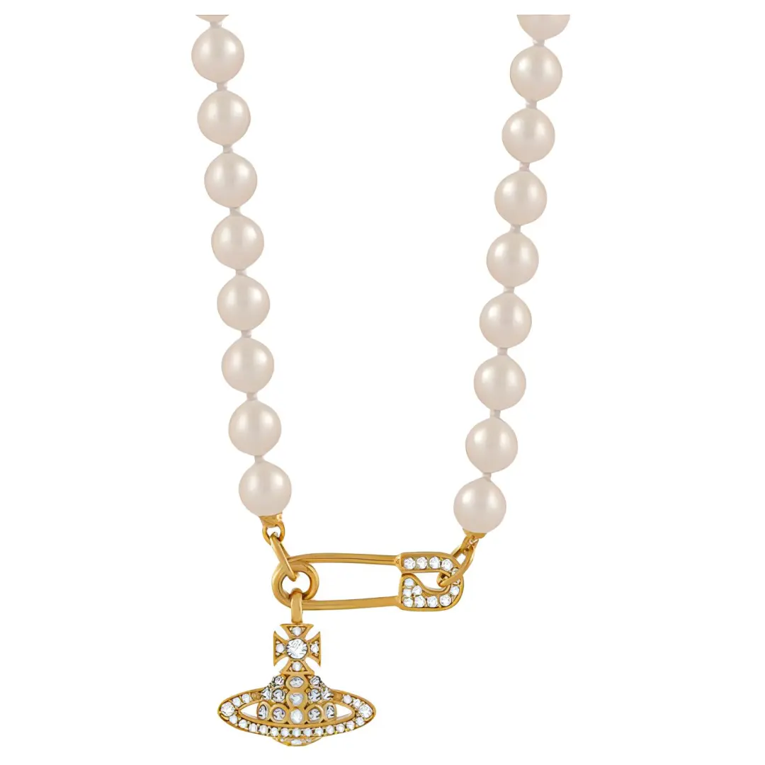 Vivienne Westwood Orb safety-pin pearl necklace