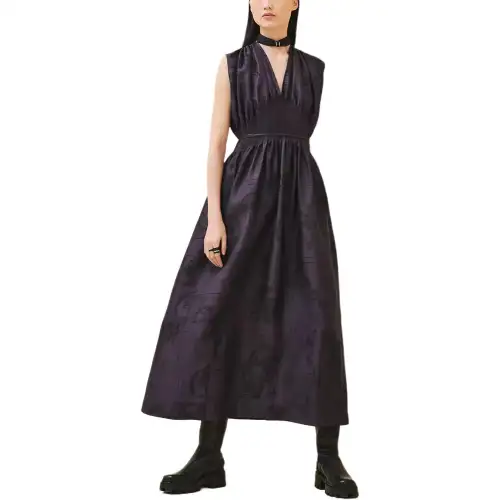 HERMES SS25 Sleeveless Dress Women's Amethyst Purple