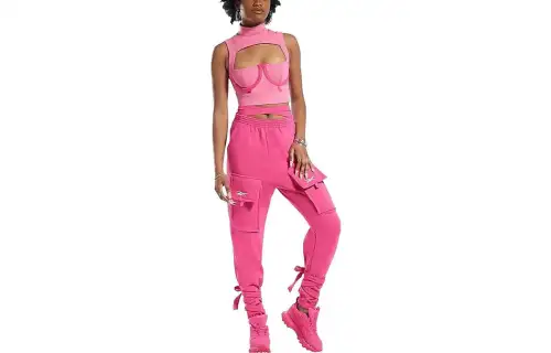 Reebok Tank Tops Women's Bright Pink Halter Neck