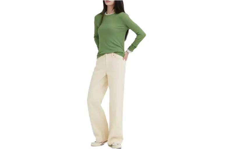 UNIQLO Jeans Women's Light Beige Moderate Straight Fit Pants