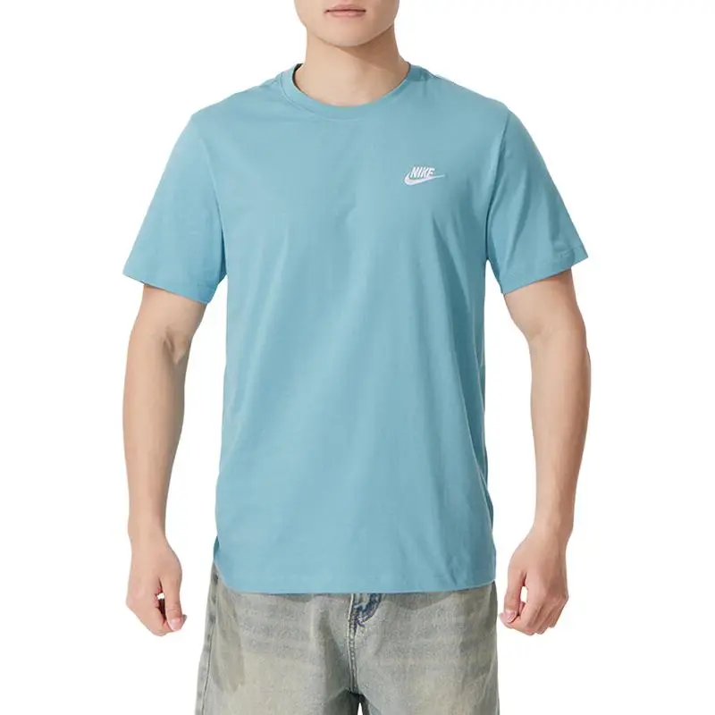 Nike T-Shirts Men's Blue Crew Neck Moderate