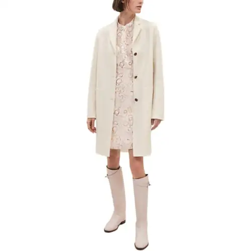 HERMES Velvet Jackets Women's White Lapel Moderate