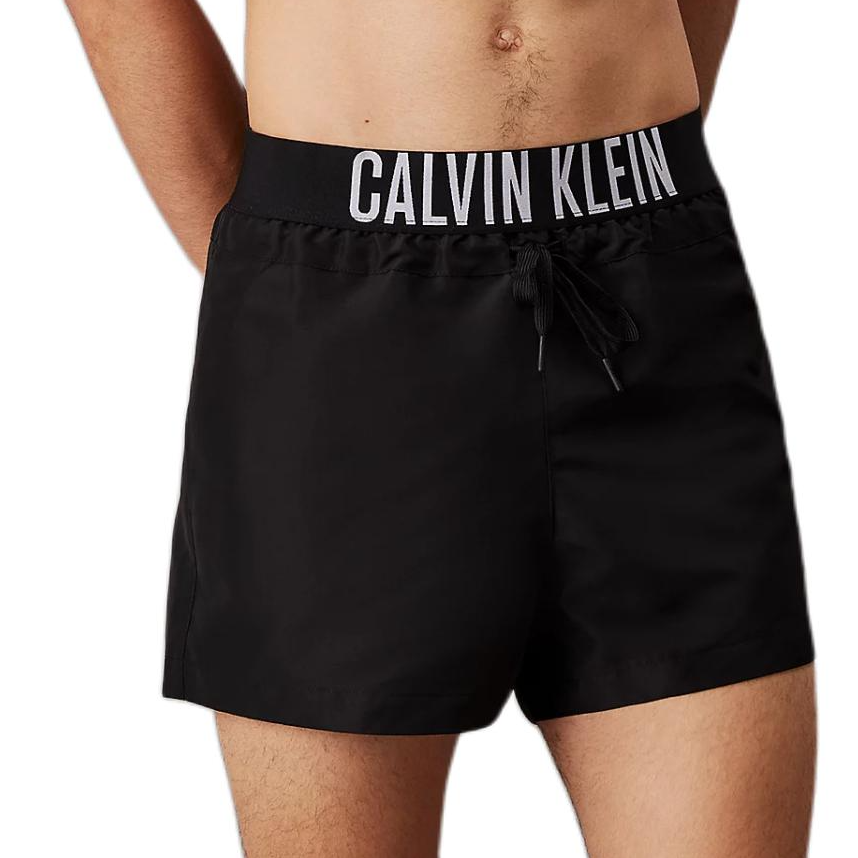 CALVIN KLEIN INTENSE POWER series letter quick-drying drawstring open pocket letter belt swimming trunks European version men's black