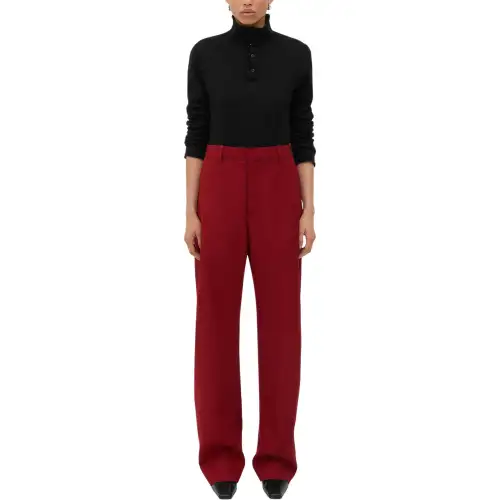 Bottega Veneta FW24 Casual Pants Women's Burgundy