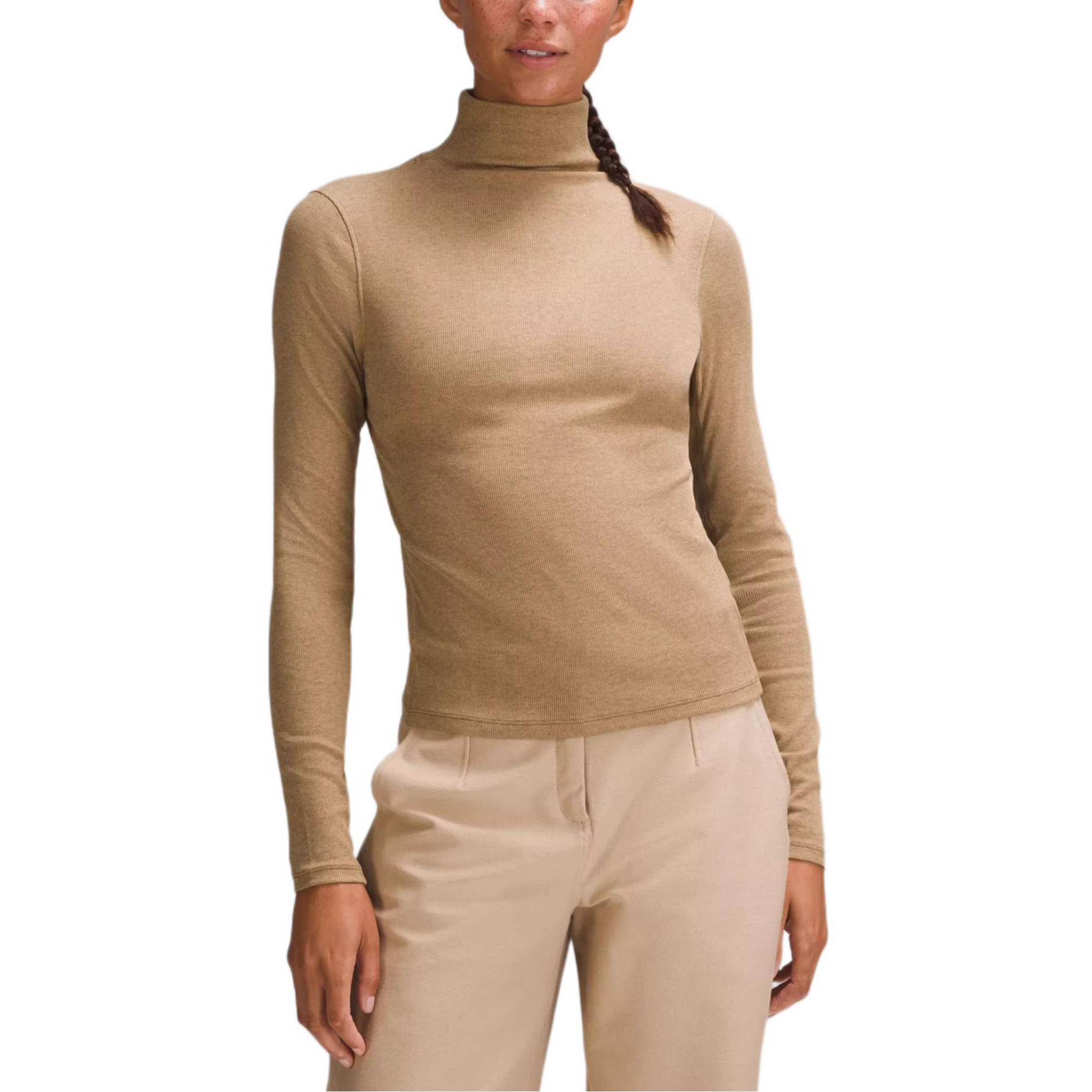 Lululemon Yoga T Shirts Women’s Mixed Color Sweet Black Pepper Turtleneck Moderate