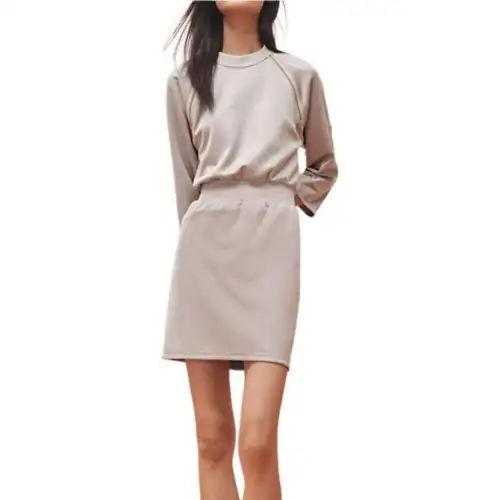 HERMES Slip Dresses Women's Ecru Crew Neck Moderate Short