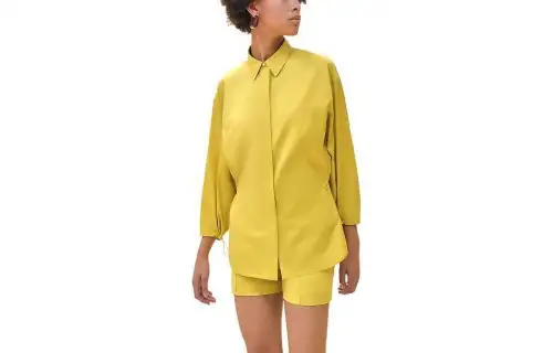 HERMES Shirts Women's Yellow Lapel Moderate Other