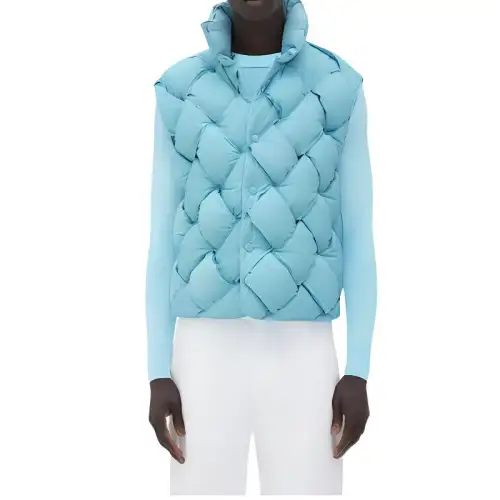 Bottega Veneta Vests Men's Blue Stand Collar Moderate Other