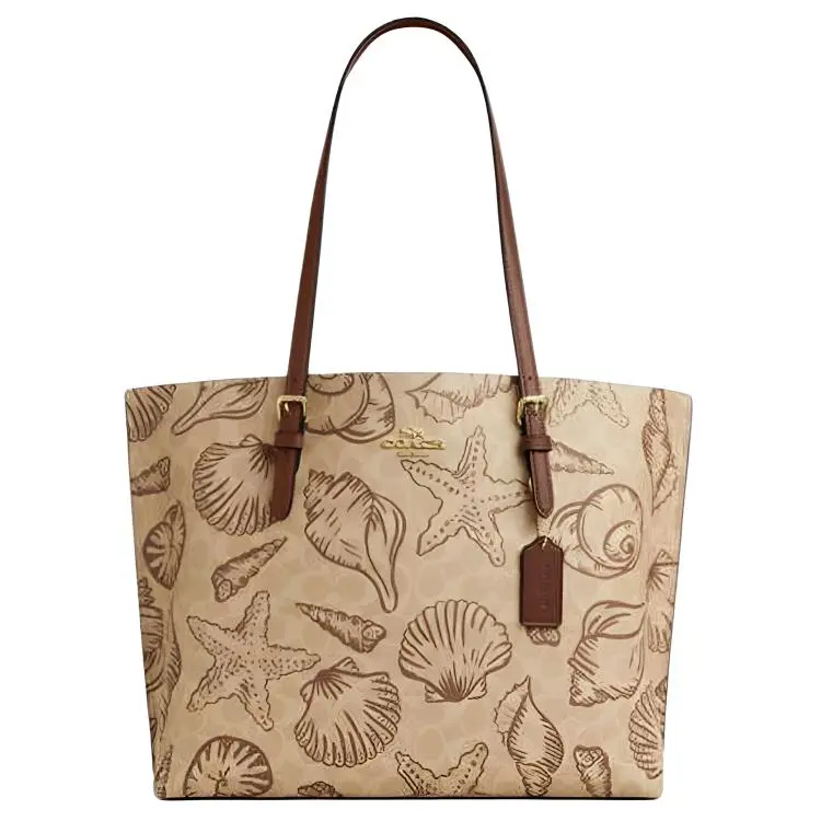 COACH Mollie Artificial Leather Tote Bag, Shopping Bag, Shoulder Bag 34 Women's Sand Yellow