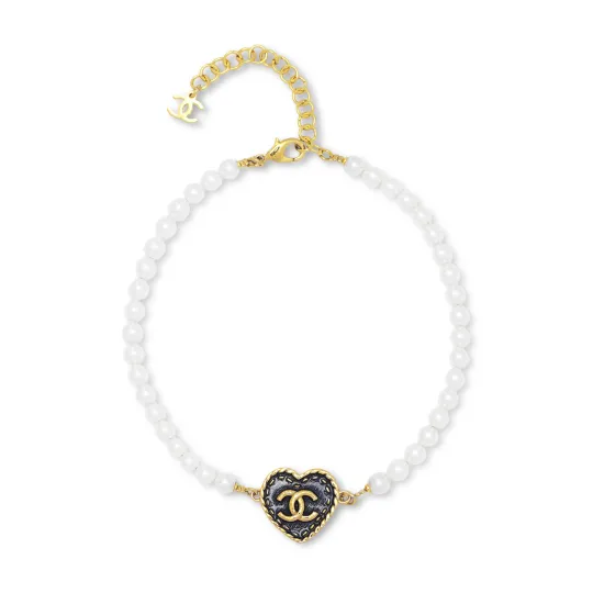 CHANEL Metal, Artificial Pearl Necklaces Women's Blue