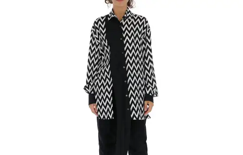 LOEWE Shirts Women's Black/White Square Collar Moderate Shirt