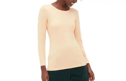 UNIQLO T Shirts Women's Beige Crew Neck Moderate Straight Fit