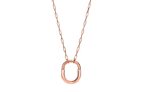 TIFFANY & CO. Tiffany Lock Series Oval Buckle Chain Medium 18K Rose Gold Necklace Women's Rose Gold