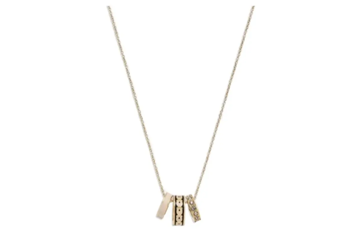 COACH Enamel Brass Swarovski Crystal Necklaces Women's Gold