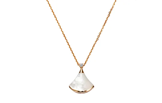 BVLGARI Divas' Dream Series Diamond 18K Rose Gold, Mother Of Pearl Necklaces Unisex White