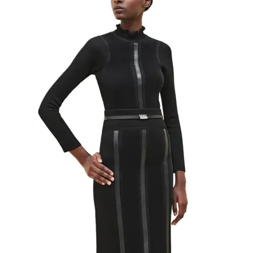 HERMES Knitwear Women's Black Turtleneck Moderate Other