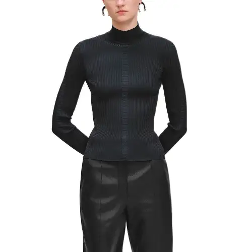 HERMES Knitwear Women's Black Turtleneck Moderate Other