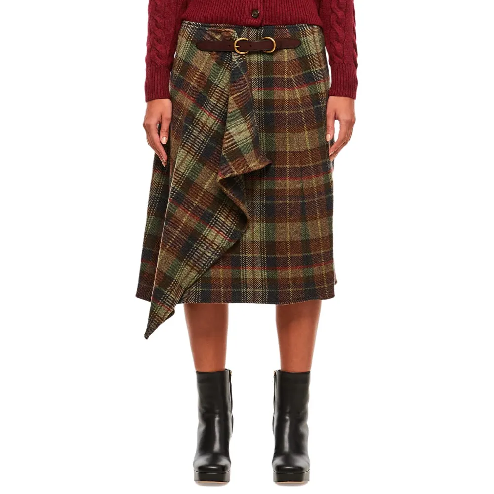 【Previous Season】plaid-pattern high-waisted skirt