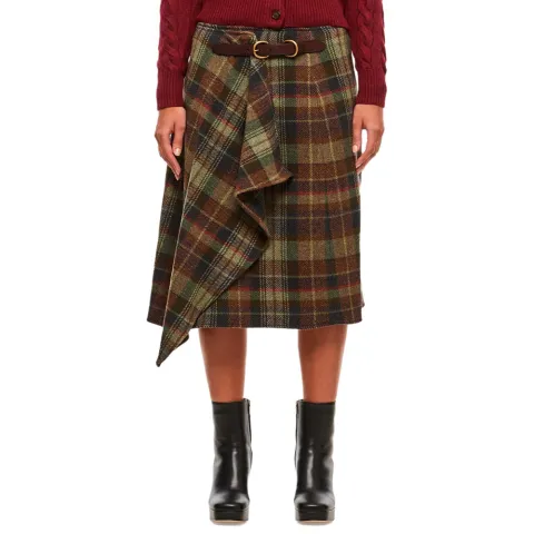 【Previous Season】plaid-pattern high-waisted skirt