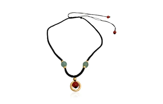 HOLLY RYAN Vintage Chinese Style Fortune Bead Pendant New Chinese Style Adzuki Red Bean Woven Rope Necklace Women's
