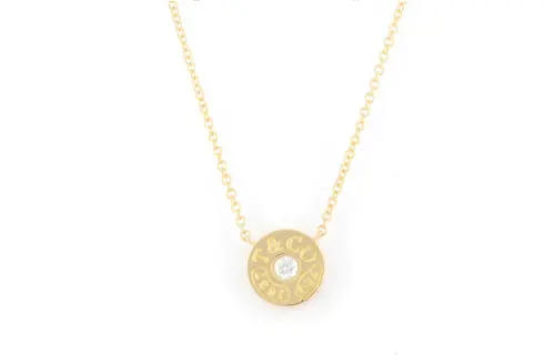 TIFFANY & CO. Tiffany, design diamond golden necklace with letters, 750 sample gold