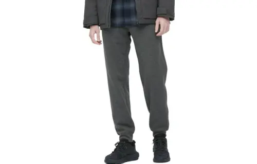 UNIQLO FW22 Solid Color Casual Sweatpants With Fleece Lining Knitted Sweatpants Men's Dark Gray