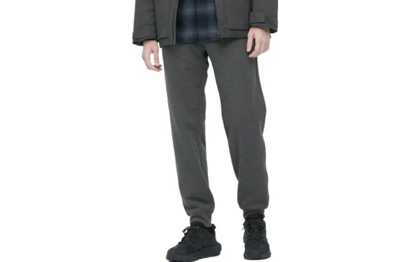 UNIQLO FW22 Solid Color Casual Sweatpants With Fleece Lining Knitted Sweatpants Men's Dark Gray