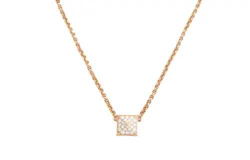 HERMES Clou D'H 18K Rose Gold, Diamond Necklaces Unisex Gold