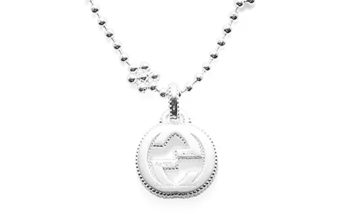 GUCCI Interlocking 925 Sterling Silver Necklaces Unisex Silver