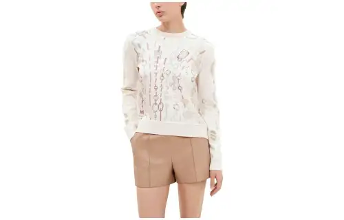 HERMES Sweaters Women's White Crew Neck Moderate Other
